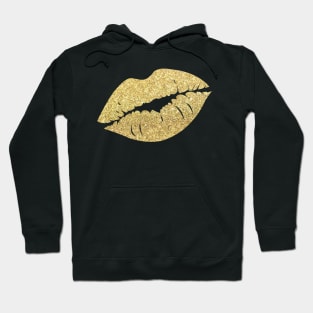 Gold Faux Glitter Lips Hoodie